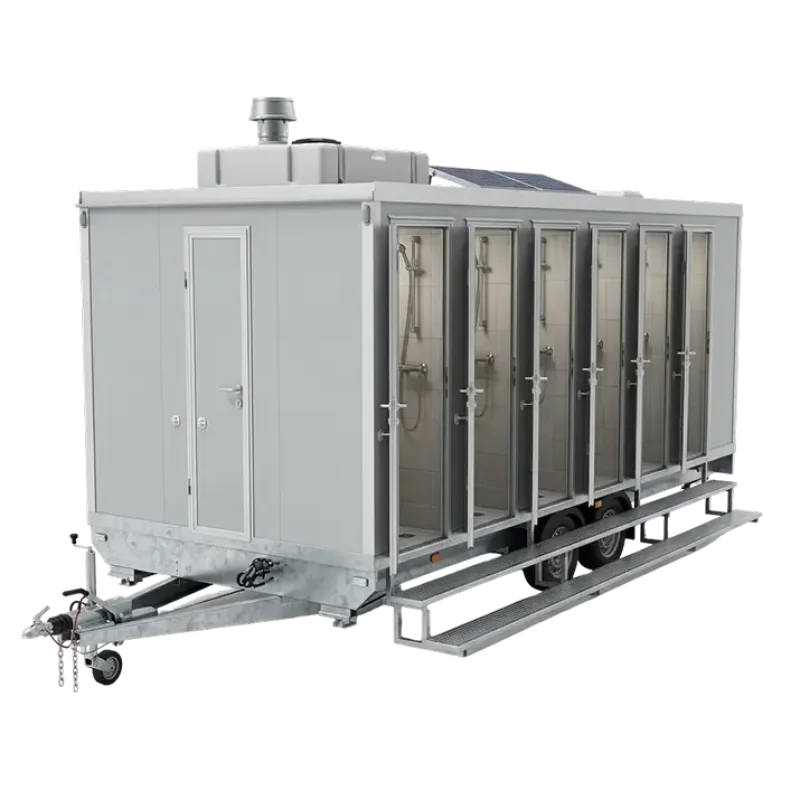 Illustratie van een mobiele toiletwagen voor feesten en evenementen